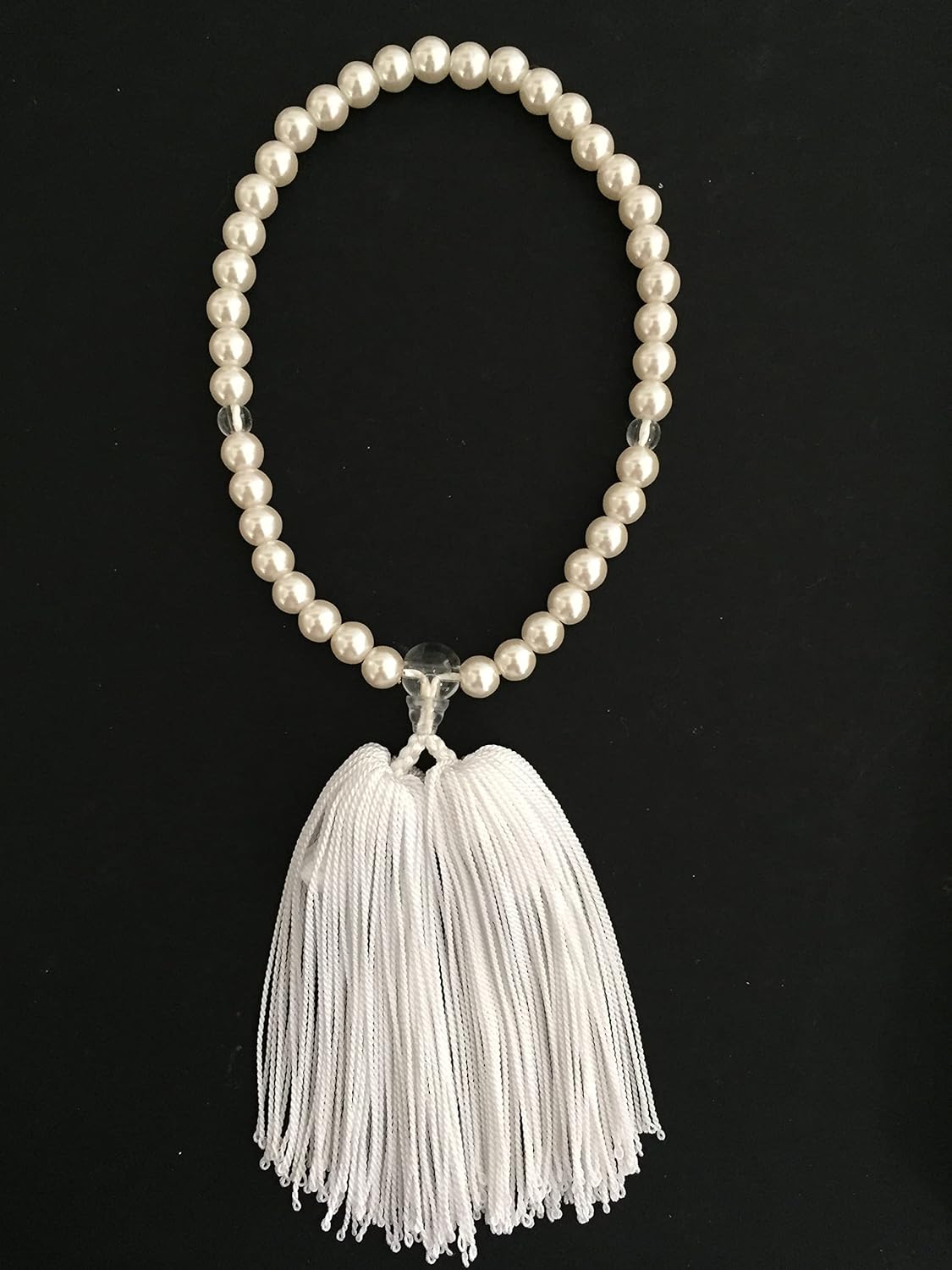 OJUZU Buddhist Zen Meditation Lady's Player Pearl Beads/ White Tassel/Made Japan
