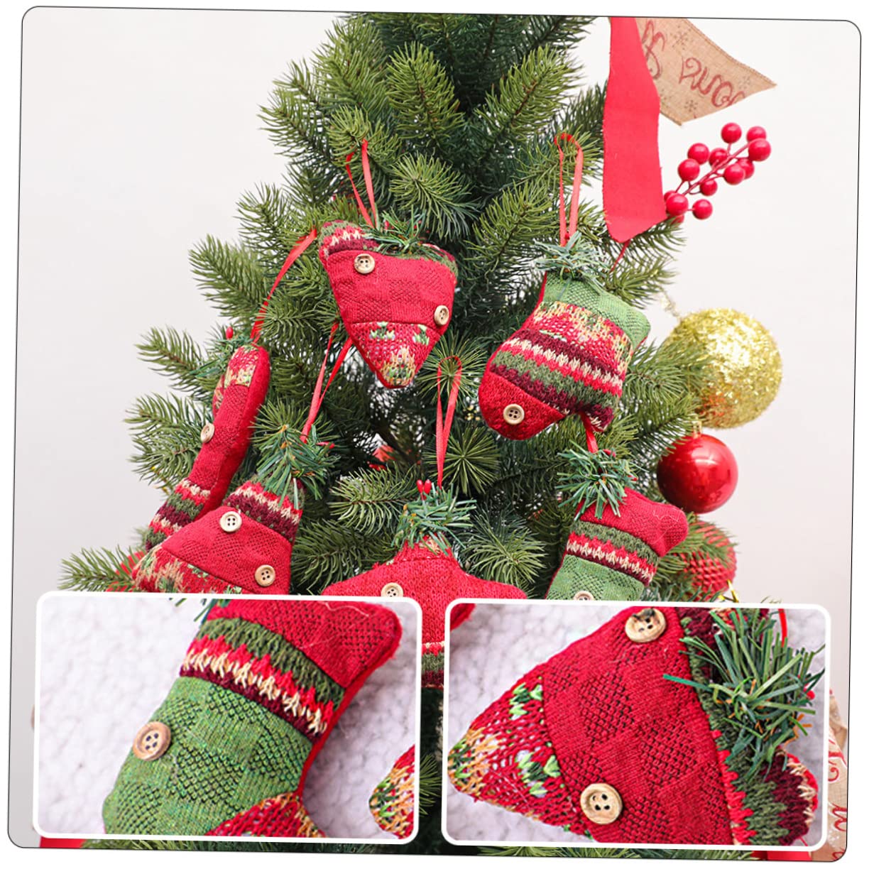 Alipis 30 Pièces décoration de Noël Pendentif Sapin de Noel Ornements de de noël Decoration Noel Traditionnel Ribbon Christmas décorations d'arbre de décorations de Rouge