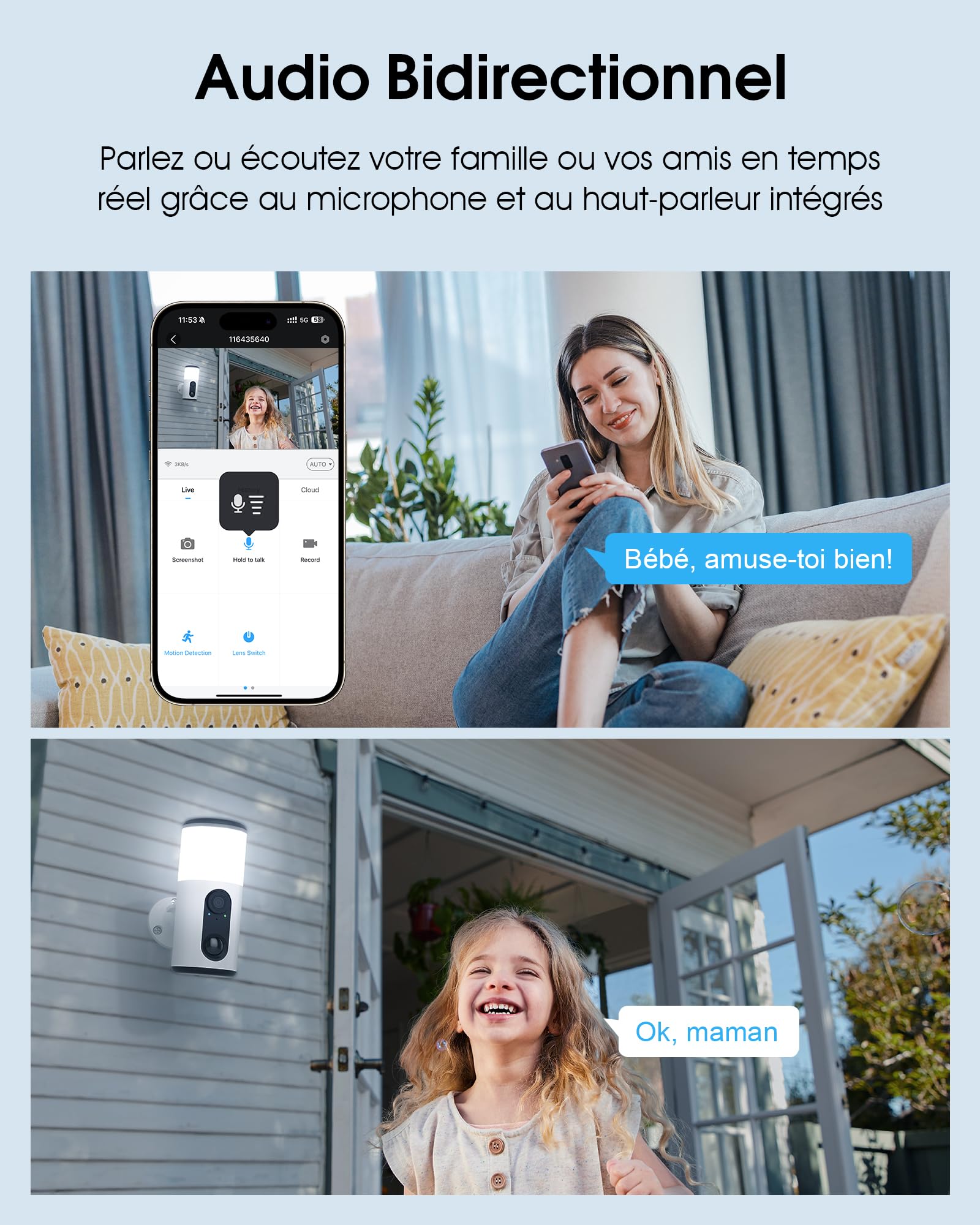 ANRAN 2K Caméra Surveillance WiFi Extérieur sans Fil Solaire avec Lumens