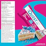 Quest Nutrition Barre de protéines de gâteau d'anniversaire, haute protéine, haute fibre, faible sucre, 20g Protéines, 1g Sucre, 12ct