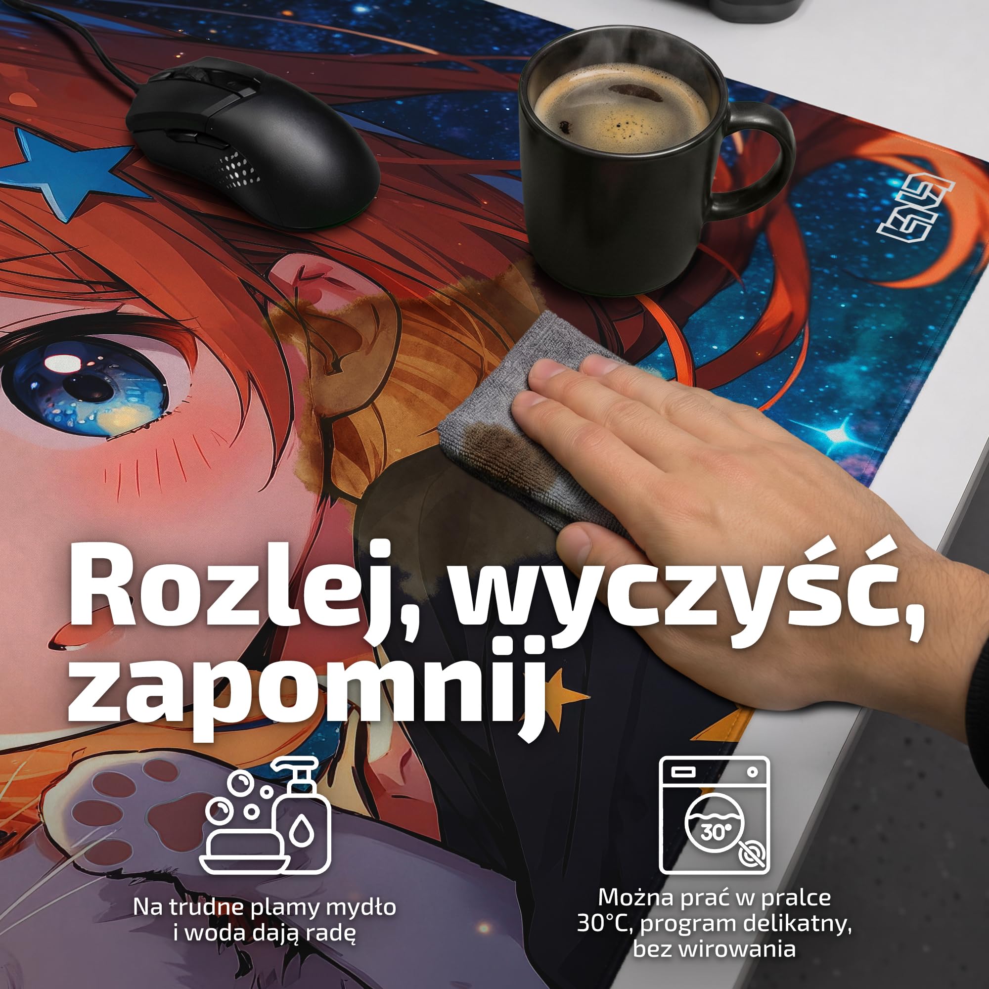 Tilt Podkładka na Biurko 100x50 cm | Antypoślizgowa Duża Podkładka pod Mysz oraz do Akcesoriów Komputerowych i Biurowych | Wodoodporna Mata na Biurko XXL (Cat Cuddles)