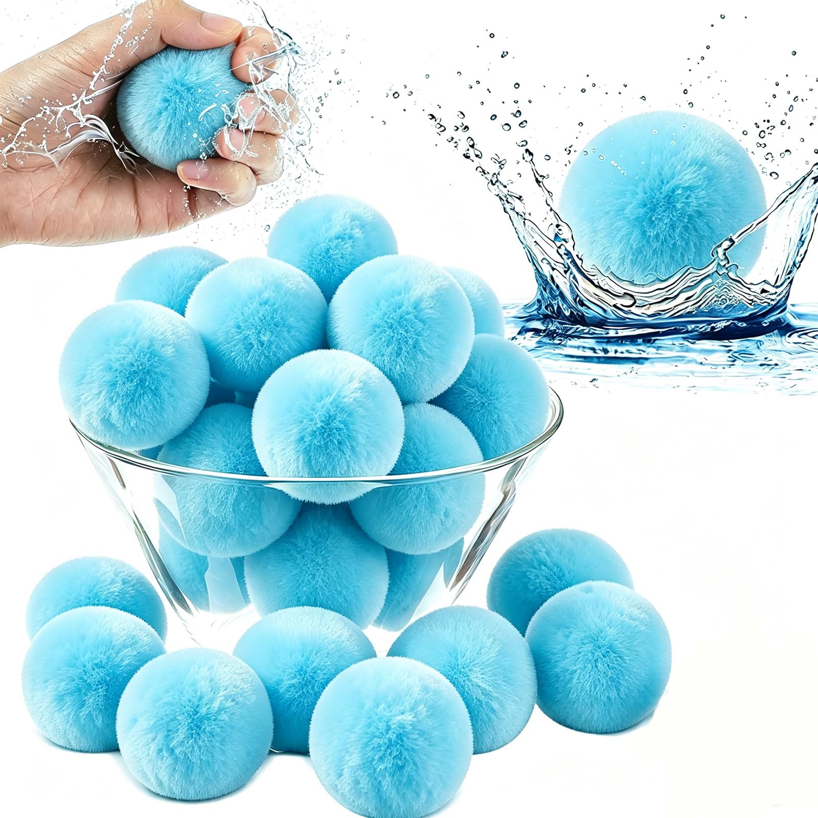 Water Sponge Balls for Kids, 11Pcs Soft Multicolor Water Soaker Balls, Reusable Waters Balloons, Quick-Soaking, Summer Outdoor Toys Games Toys for Pool Parties, Beach, Backyard，LB-11PCS