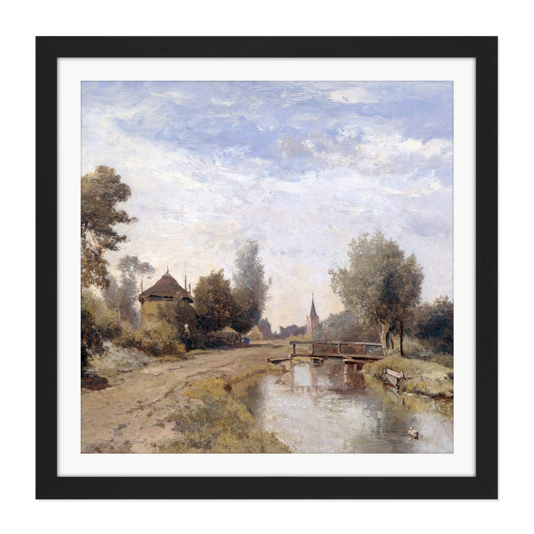 Artery8 Paul Gabriel Landscape Near Kortenhoef Painting Square Wooden Framed Wall Art Print Picture 16X16 Inch