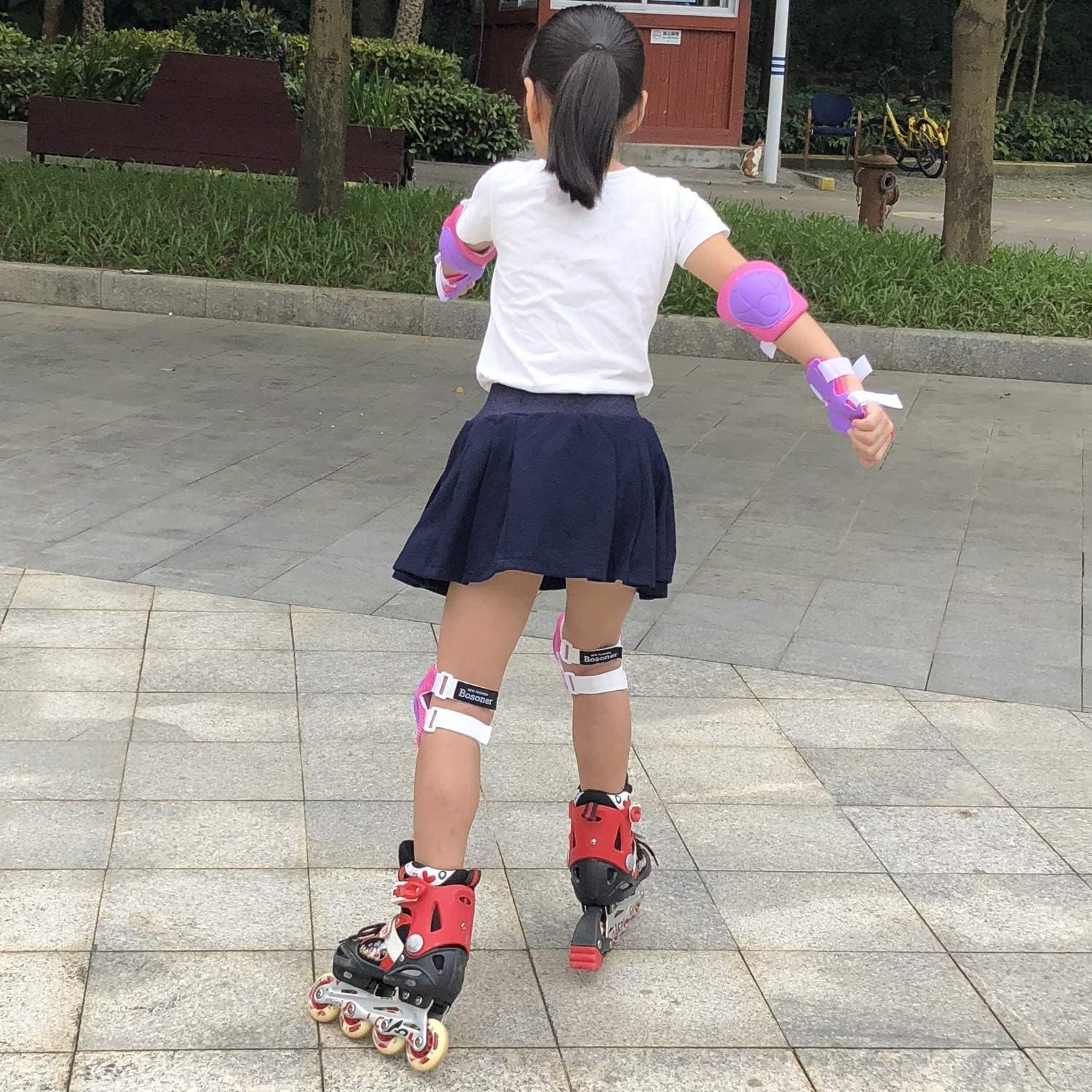 BOSONER Kids/Youth Protective Gear - Knee Pads Elbow Pads Wrist Guards for Roller Skating,Rollerblade,Skateboarding - Multi Sport Pads Set for Boys, Girls, Day Gift : Sports & Outdoors