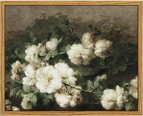 InSimSea Lienzo enmarcado para pared, cuadros de flores vintage para dormitorio, sala de estar, escritorio de baño, decoración de oficina, 7.9 x 9.8