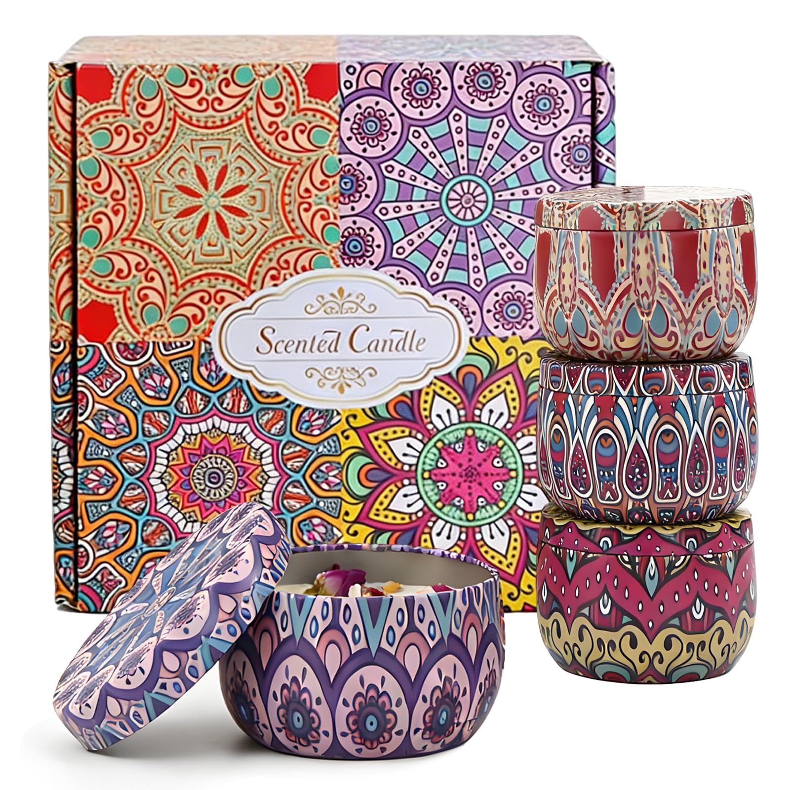 4 PCS Scented Candles Gifts for Women, Soy Wax Aromatherapy Candles Set, Scented Candle for Stress Relief, Body Relaxation, Christmas, Birthday, Bathroom, Yoga