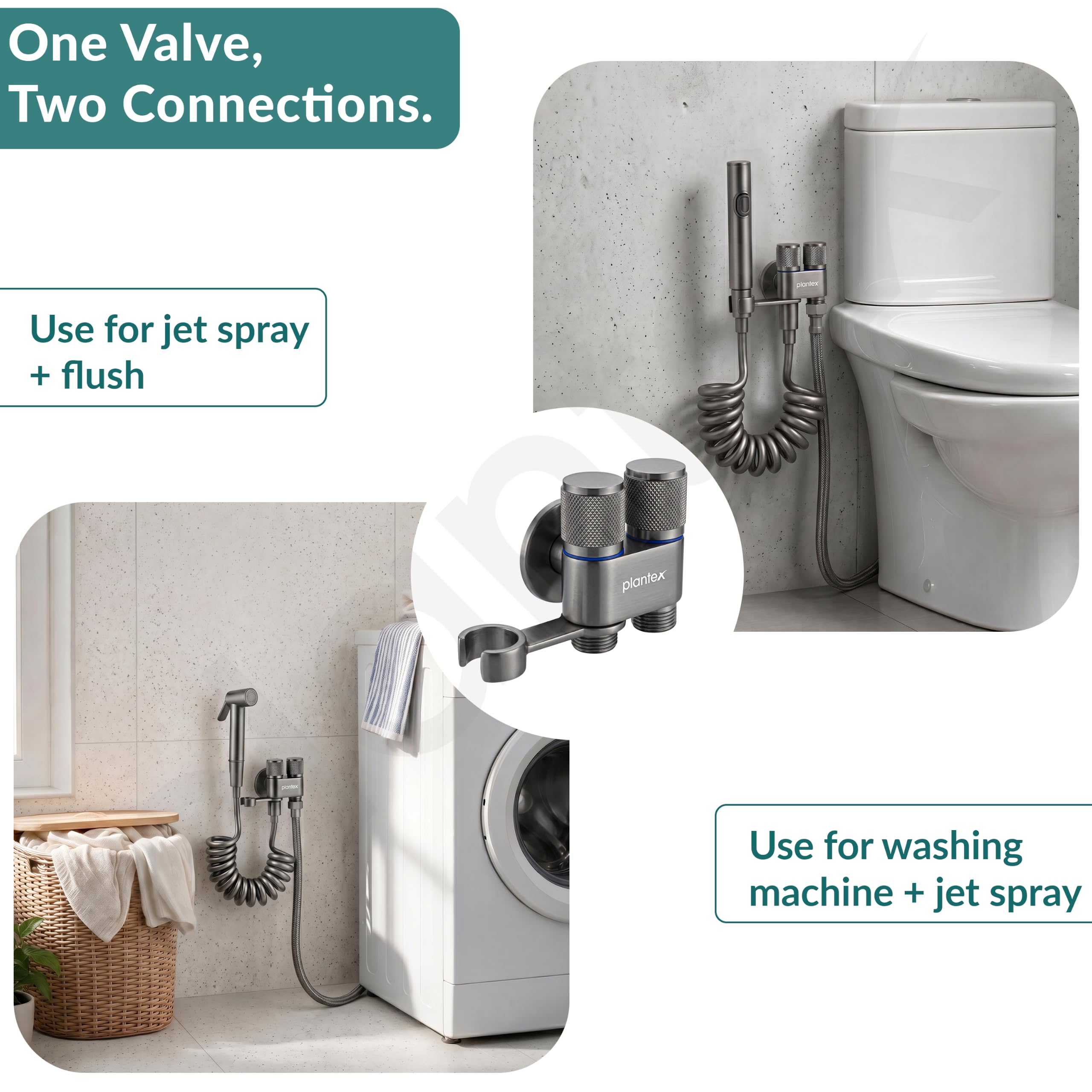 Plantex Stainless Steel 2 Way Angle Valve - Grey -7