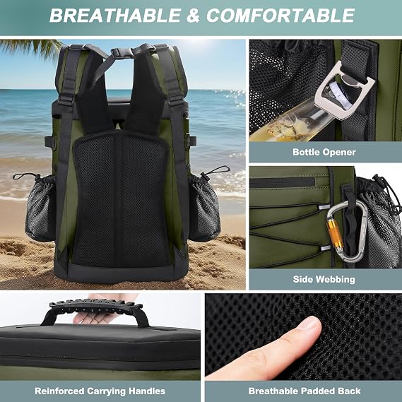 30L Cooler Backpack, Large Insulated Leakproof Cool Bag Rucksack