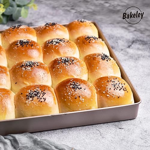 Miniatura 6 de 11-Inch Baking Sheet Pan Non-Stick Square Baking Pan Jelly Roll Bakeware for Oven Roasting 11.2" × 11.2" × 1.38" (Champagne Gold)