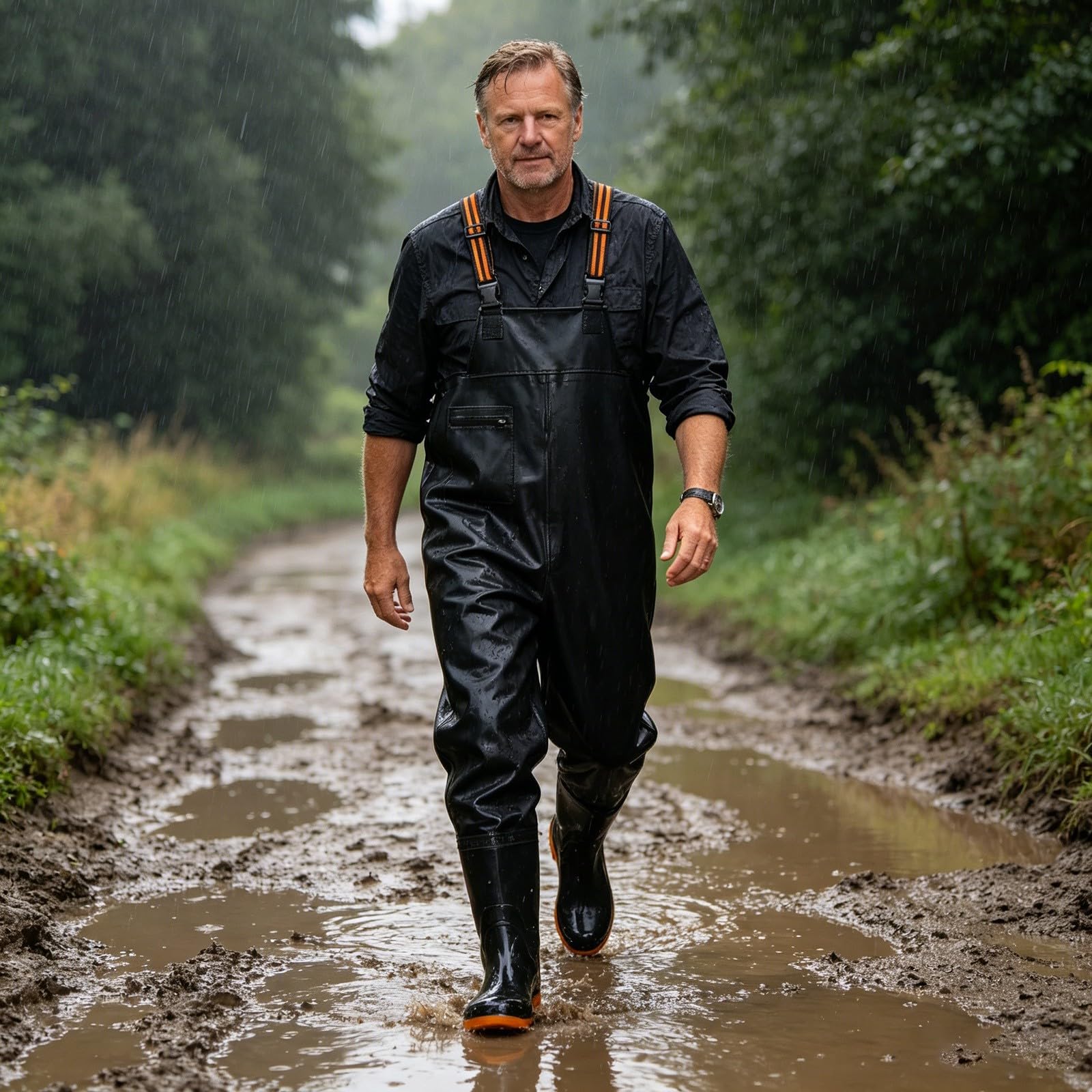 Wathose mit Stiefeln für Herren, wasserdicht, atmungsaktiv, zum Angeln, Wathose, leicht, Jagd-Overall, schnell trocknend, Overalls für Fliegenfischen, Entenjagd, klassische Passform, Wathose 0
