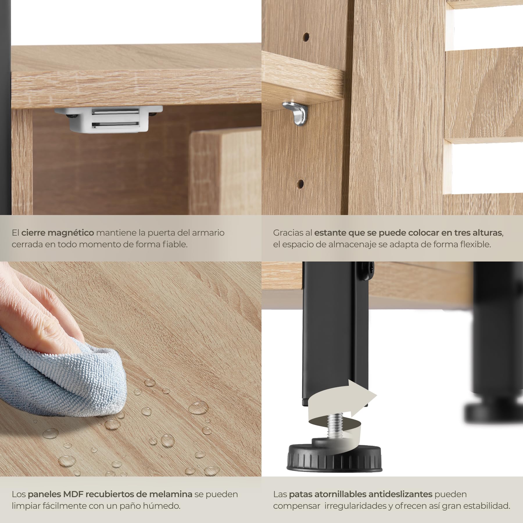 tectake® Mesa Auxiliar Salon Estilo Industrial 2 Estantes y Puerta, Mesita de Noche, Decoracion Hogar, Mesitas de Noche, Mesita Auxiliar - 31,5 x 38,5 x 81 cm Madera Industrial Clara, Roble Sonoma