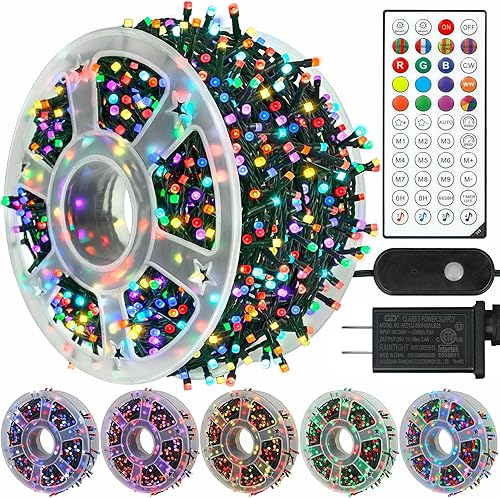 Miniatura 6 de kemooie 500 luces LED para exteriores, 164 pies, 8 modos de iluminación con enchufe de memoria, cable verde, luces impermeables, para cumpleaños,