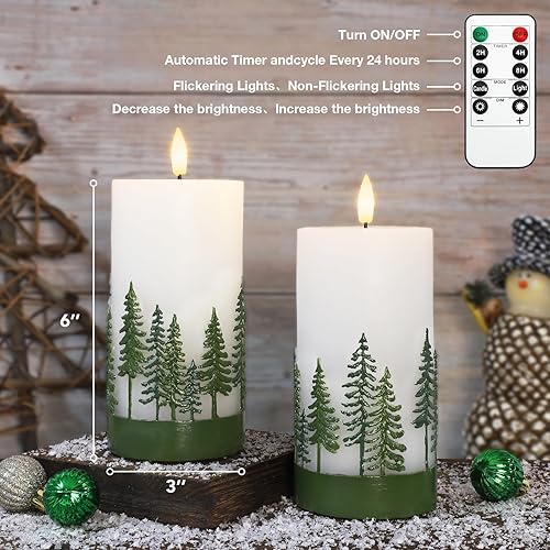 Miniatura 2 de Crystal Club Velas de árbol de Navidad sin llama, vela LED con pilar a batería con control remoto, parpadeo 3D y cera real en relieve velas