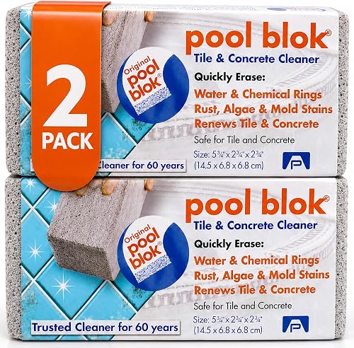 Pumie 2-Pack Pumice Stone for Pool Tile Cleaning - Calcium Remover for Tile & Plaster Stain - Cleaner for Calcium Build Up - Grout & Concrete Scouring - Pool Blok PB-12-5.75x2.87x2.87