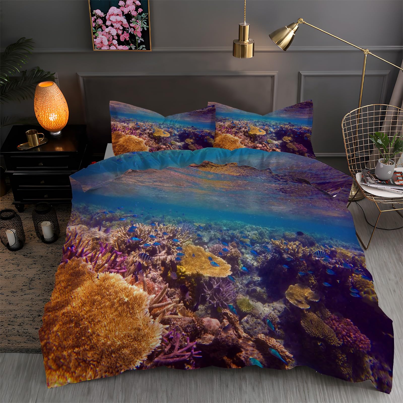 Parure de Lit 1 Personne en Microfibre Douce 110gsm Corail