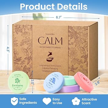 SeasonBliss Shower Steamers 30 PCS with 6 Scents, Shower Bombs for Women | Rose Peppermint Citrus Eucalyptus Ocean Lavender, Mother's Day Valentines Birthday Present for Mom Wife, Individually Wrapped