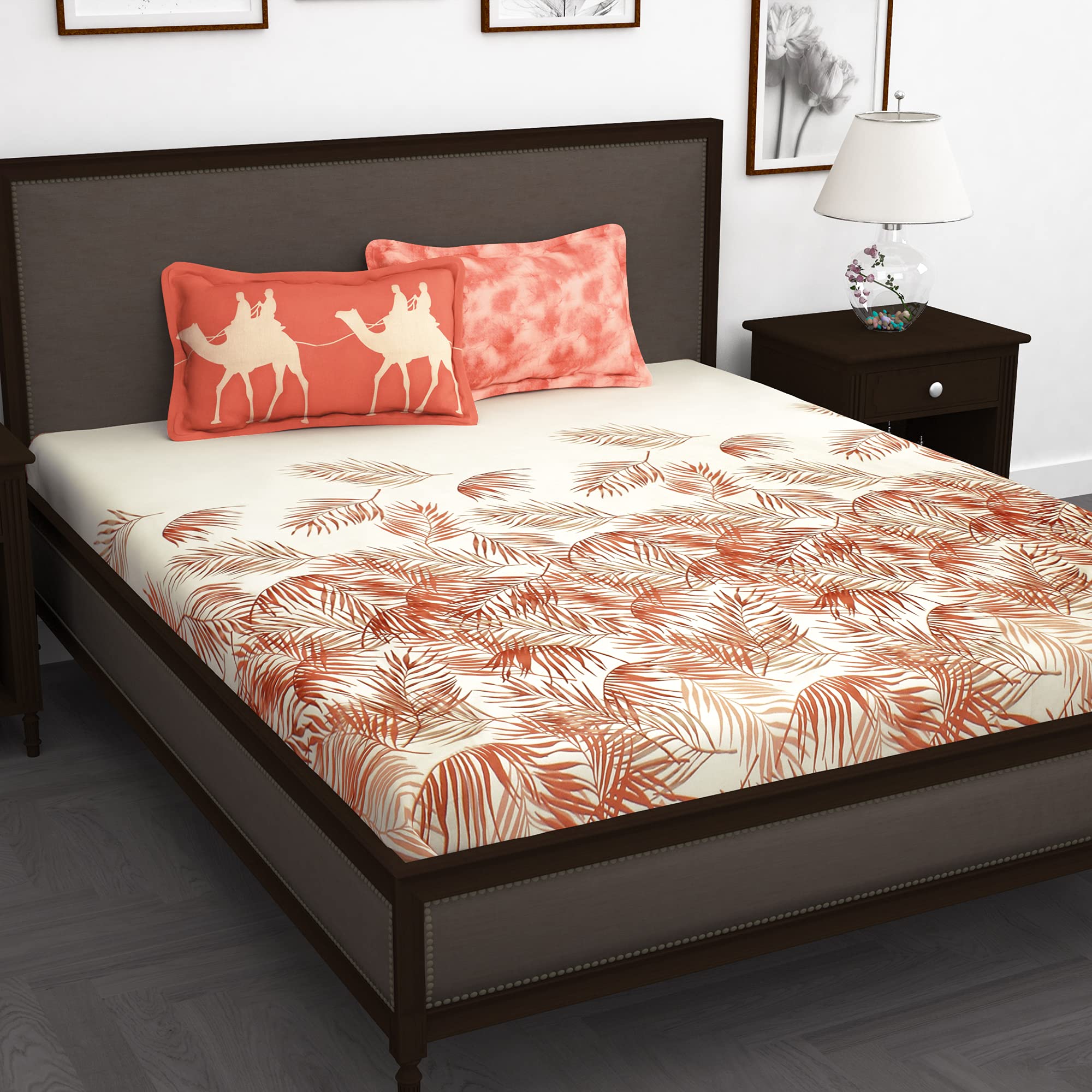Story@Home Bedsheet for King Size Bed | Cotton Bedsheet | Abstract King Size Bed Sheet Cotton with 2 King Size Pillow Covers(270 x 270cm, Blue & Cream) King bedsheet | Perfect for Home Decor |240TC (B07S24JRYH) Amazon Price History, Amazon Price Tracker