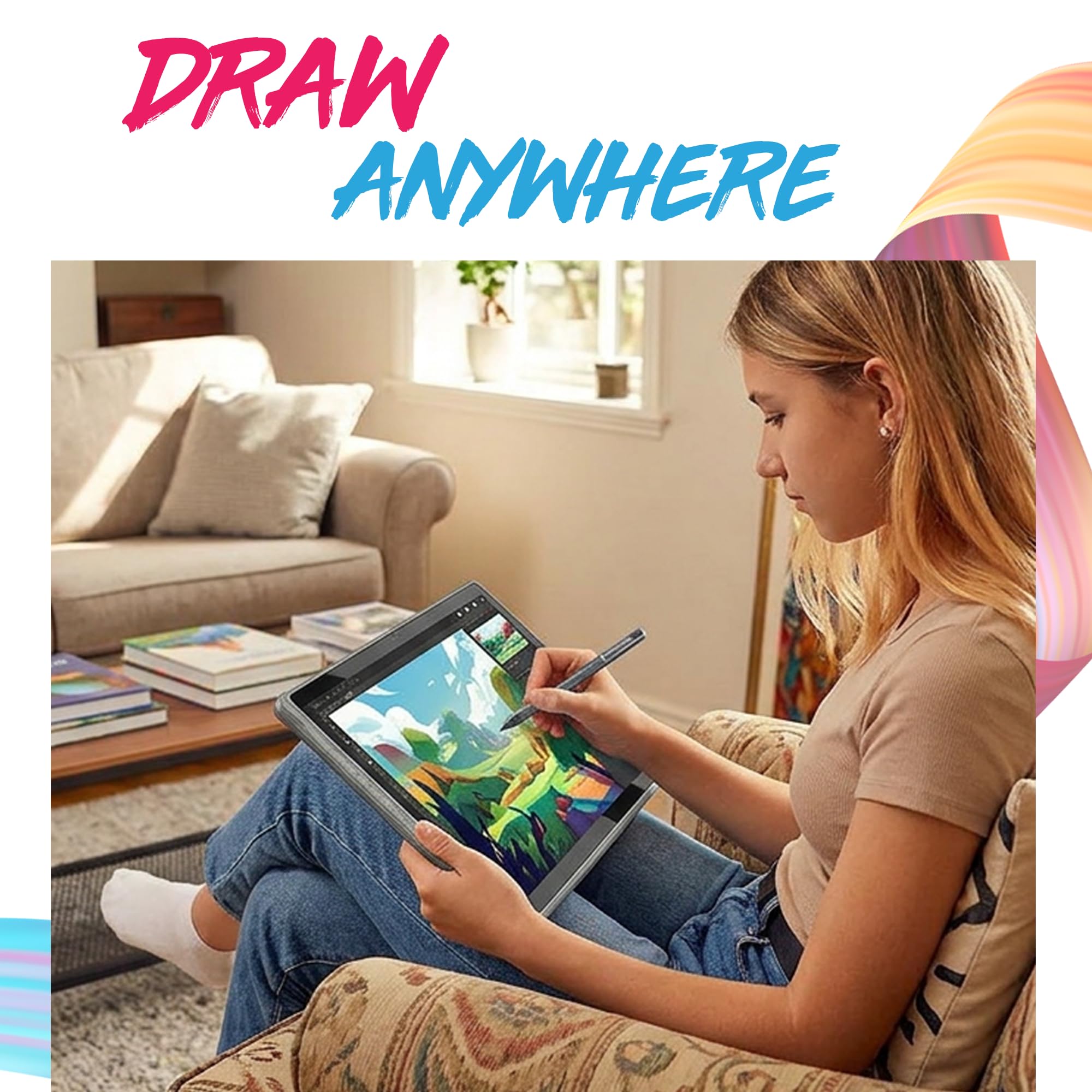 PicassoTab A12 Tablette Graphique Autonome • sans Ordinateur, Grand Écran 12" Laminé 2K • Applications de Dessin Pro, Tutoriels & Stylet Inclus • Android 14 • Meilleur Cadeau pour Un graphiste • A12