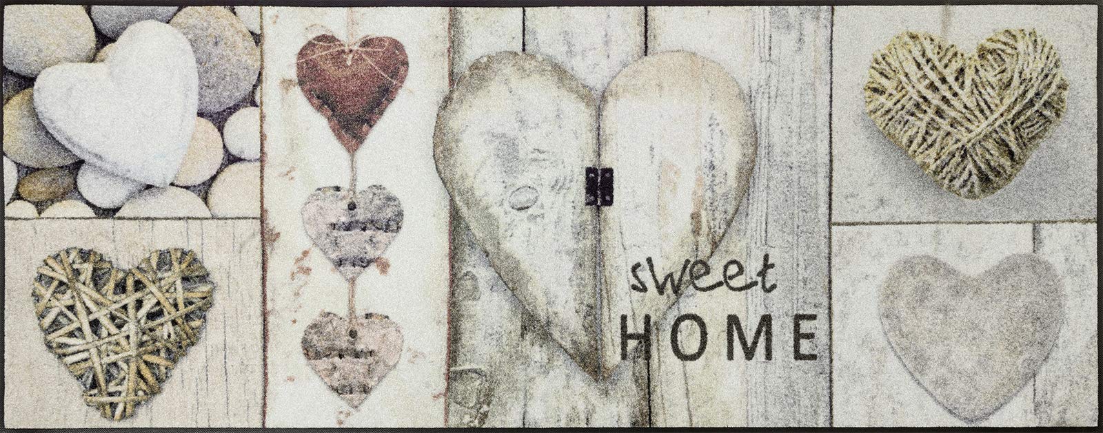 wash+dry Doormat n Vintage Hearts 75 x 190 cm Washable Indoor and Outdoor Use