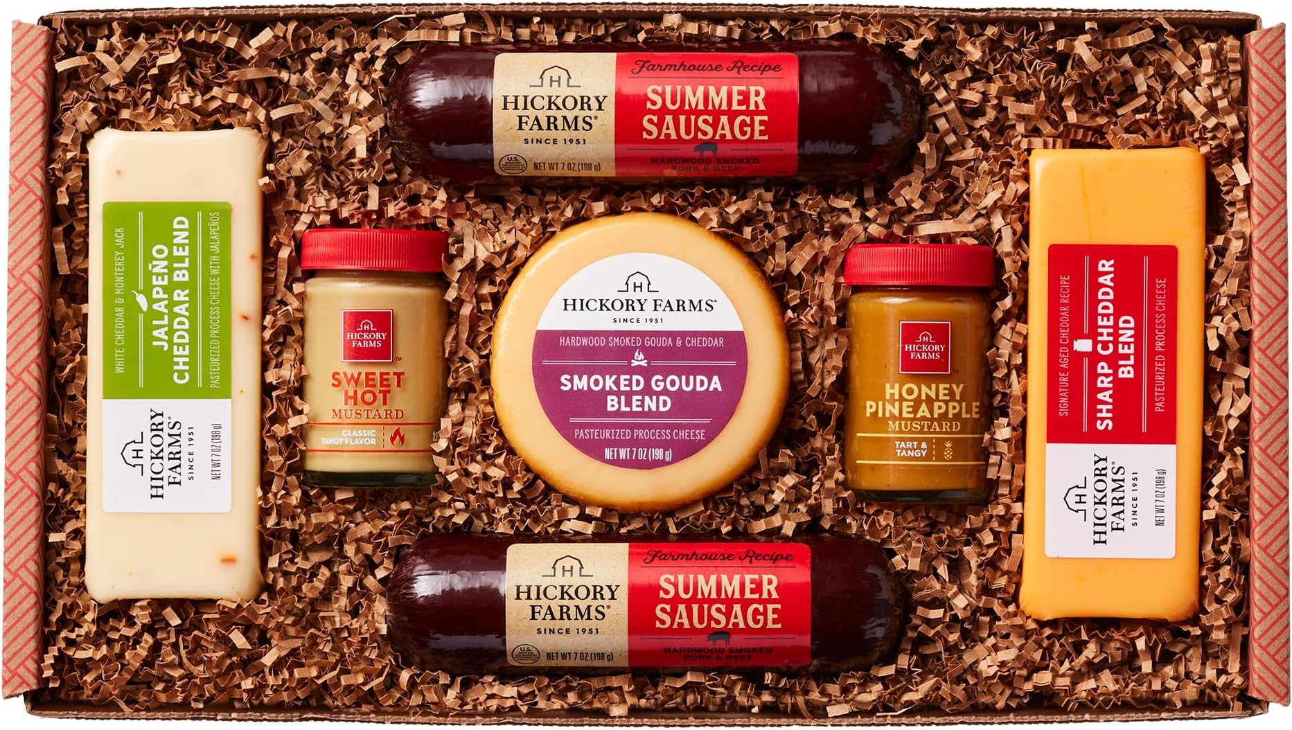 Hickory Farms Farmhouse Meat and Cheese Food Gift Basket (Medium) - Box Set | Charcuterie Board Food | Summer Sausage | Father's Day | Mother's Day | Easter | Christmas | Holiday | Housewarming |