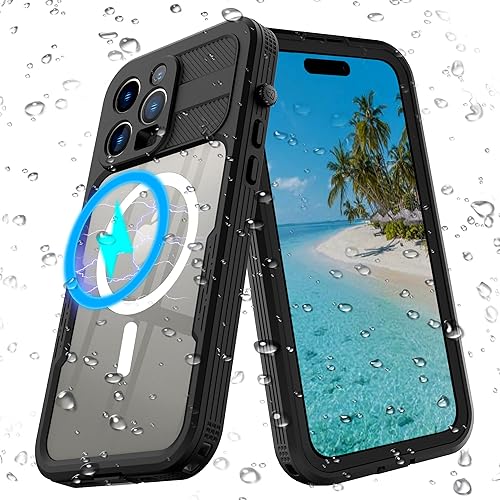 Funda impermeable compatible con iPhone 14 Pro Max de 6.7 pulgadas, para MagSafe, protector de pantalla de vidrio transparente, protector de