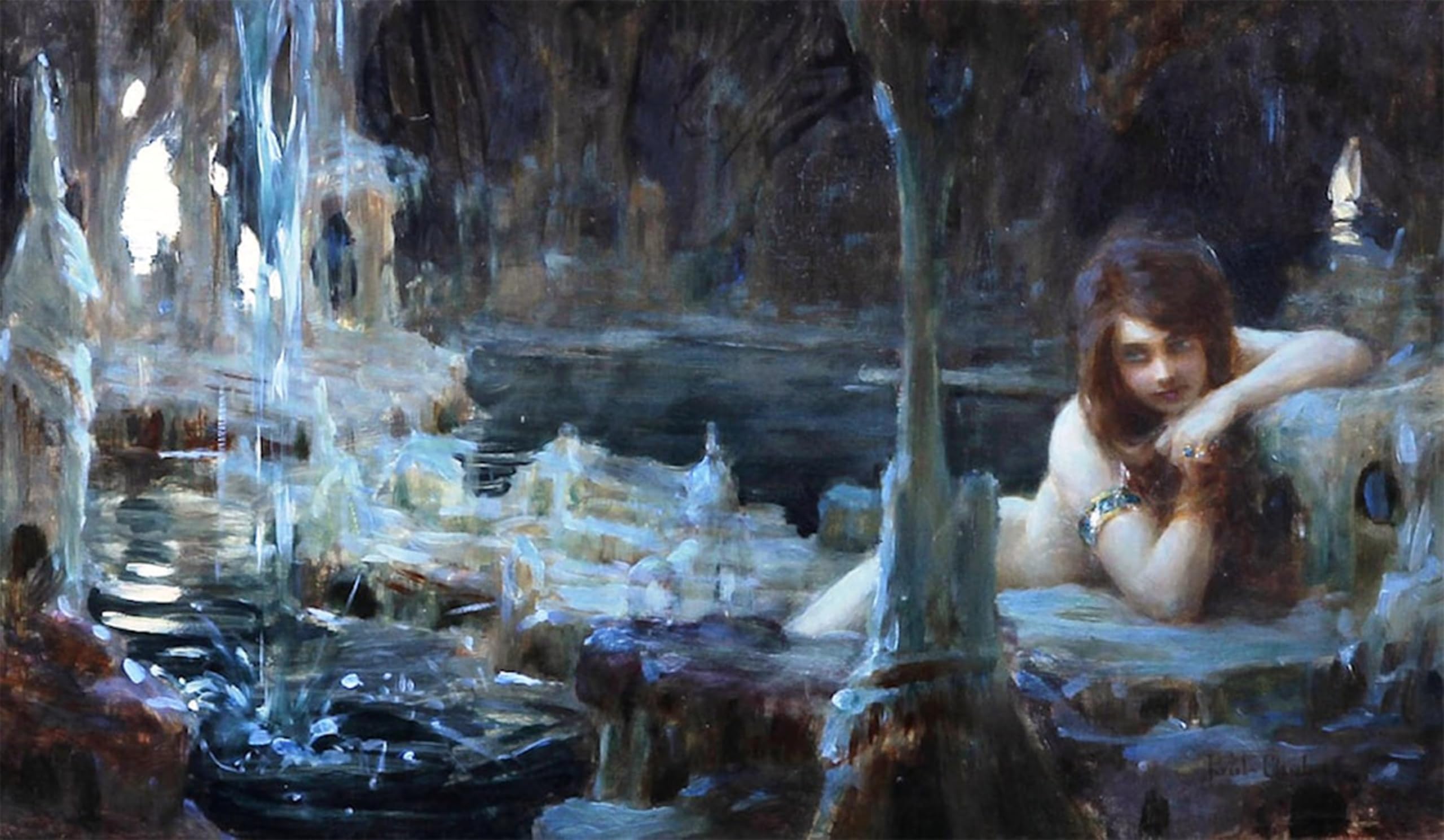 Cuadro pintura al óleo La náyade, arte clásico de Paul Emile Chabas que inspira paz 5