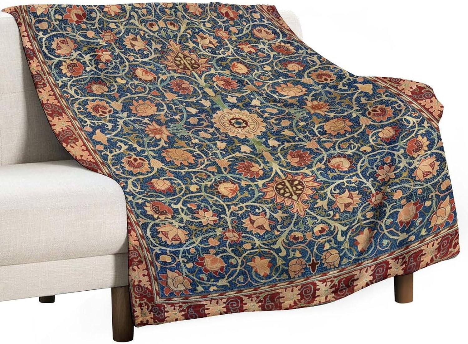 Vintage William Morris Throw Blanket Bohemia Floral Retro Pattern Blanket for Sofa Bed Couch Chair Or Dorm 60"x80"