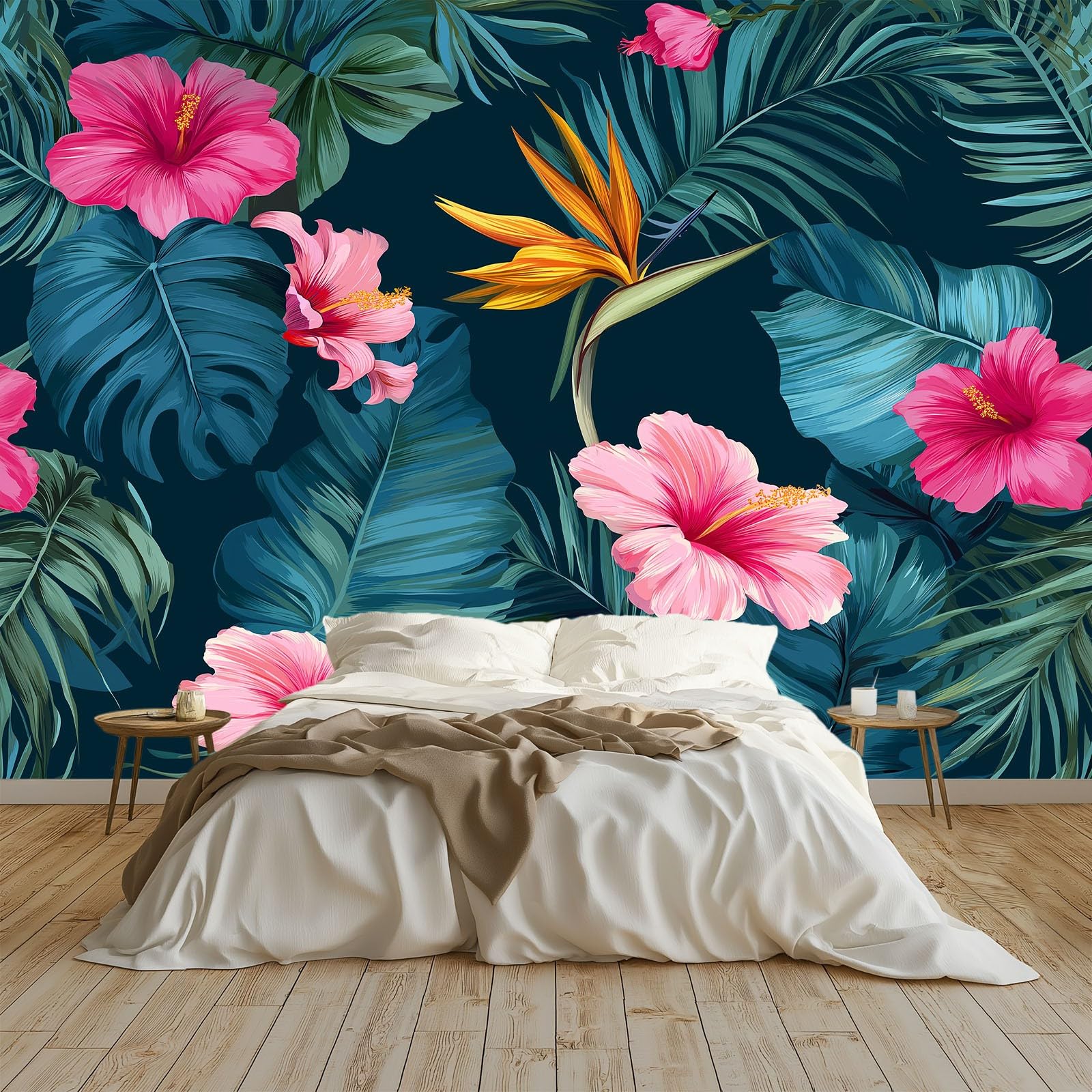 Papel Pintado Hiperrealismo 300 x 210 cm Vegetación Y Flores De Paisajes Tropicales Fotomurale 3D, Fotomurales Pared Tejido No Tejido Murales Fotográfico - Moderno Decoración De Paredes, Verde