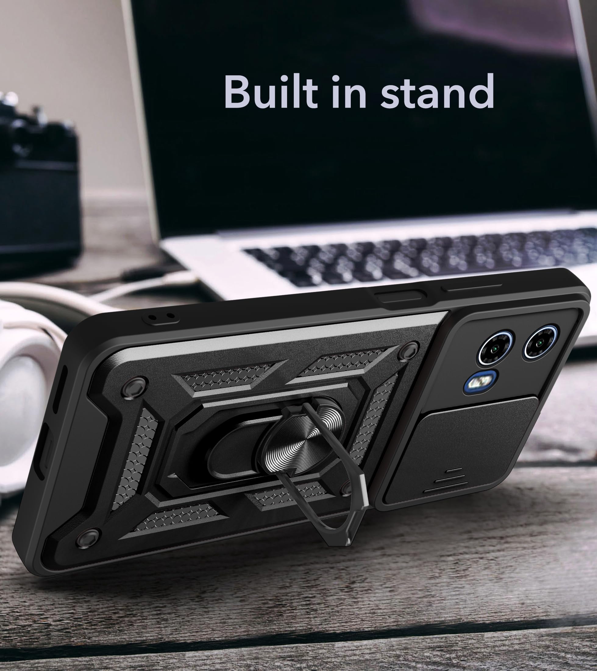 SDTEK Case for Motorola Moto E14 Phone Cover with Camera Lens Protection, Stand - Image 2