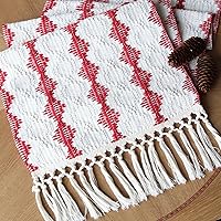 Vista 30 de FEXIA - Camino de mesa bohemio para decoración del hogar de Navidad con borlas, 72 pulgadas de largo, camino de mesa rústico de macramé
