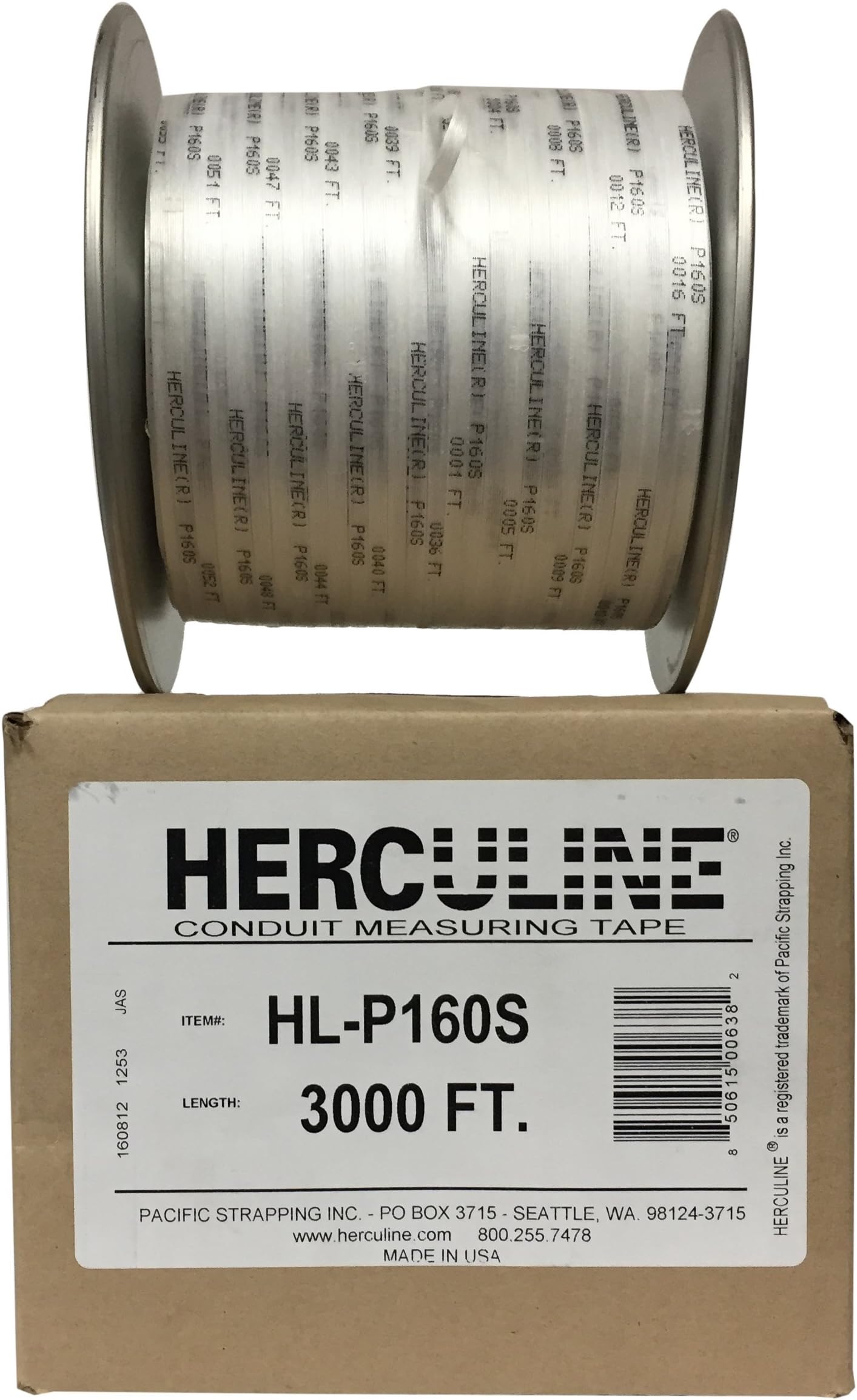 Herculine HL-P160S Conduit Measuring Tape, 3/16 Inch by 3000 Feet