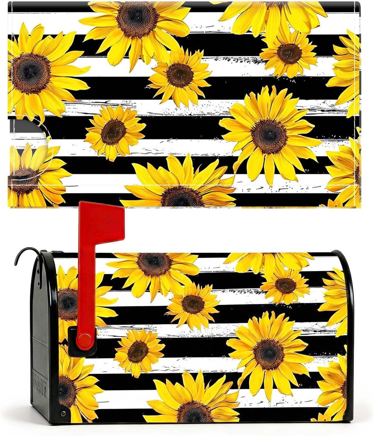 Hying Spring Flowers Mailbox Covers Magnetic Standard for Outside Decor, 18 x 21 Inch Floral Vase Waterproof Mailbox Wraps for Postbox Home Garden Yard Supplies