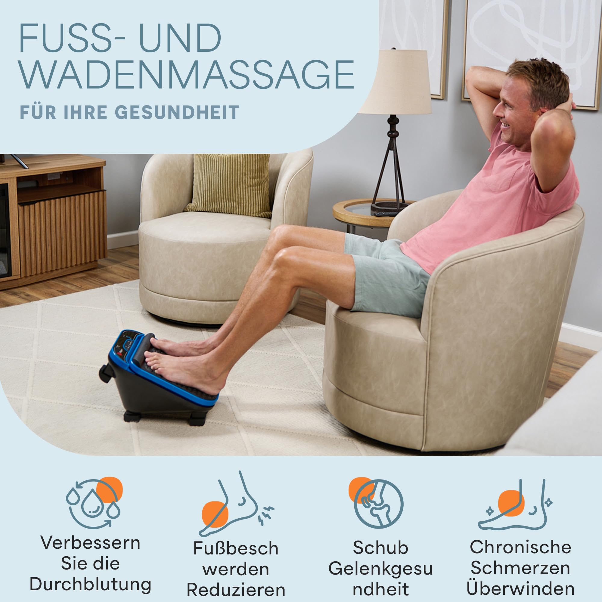 Lifepro Deep Tissue Massagegerät für Füße und Beine mit Fernbedienung - Waden- und Fußmassagegerät - Beinmassagegerät für Kreislauf, Plantarfasziitis, Fußschmerzlinderung - Fußmassagegerät für Männer