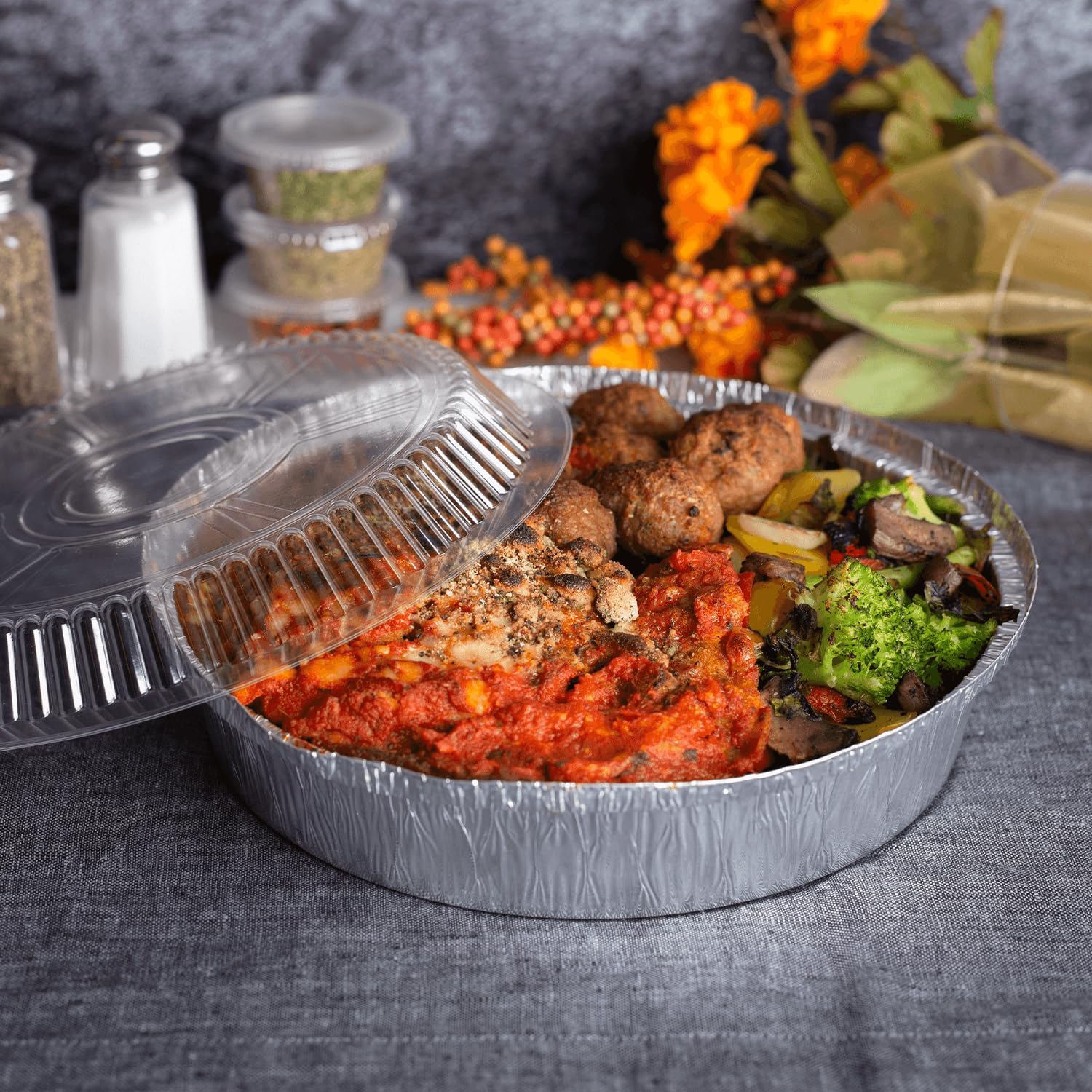 Karat 9-Inch Round Aluminum Foil Pans, Oven Safe & Leak Resistant Disposable Take-Out Containers, AF-CR09 (Case of 500)