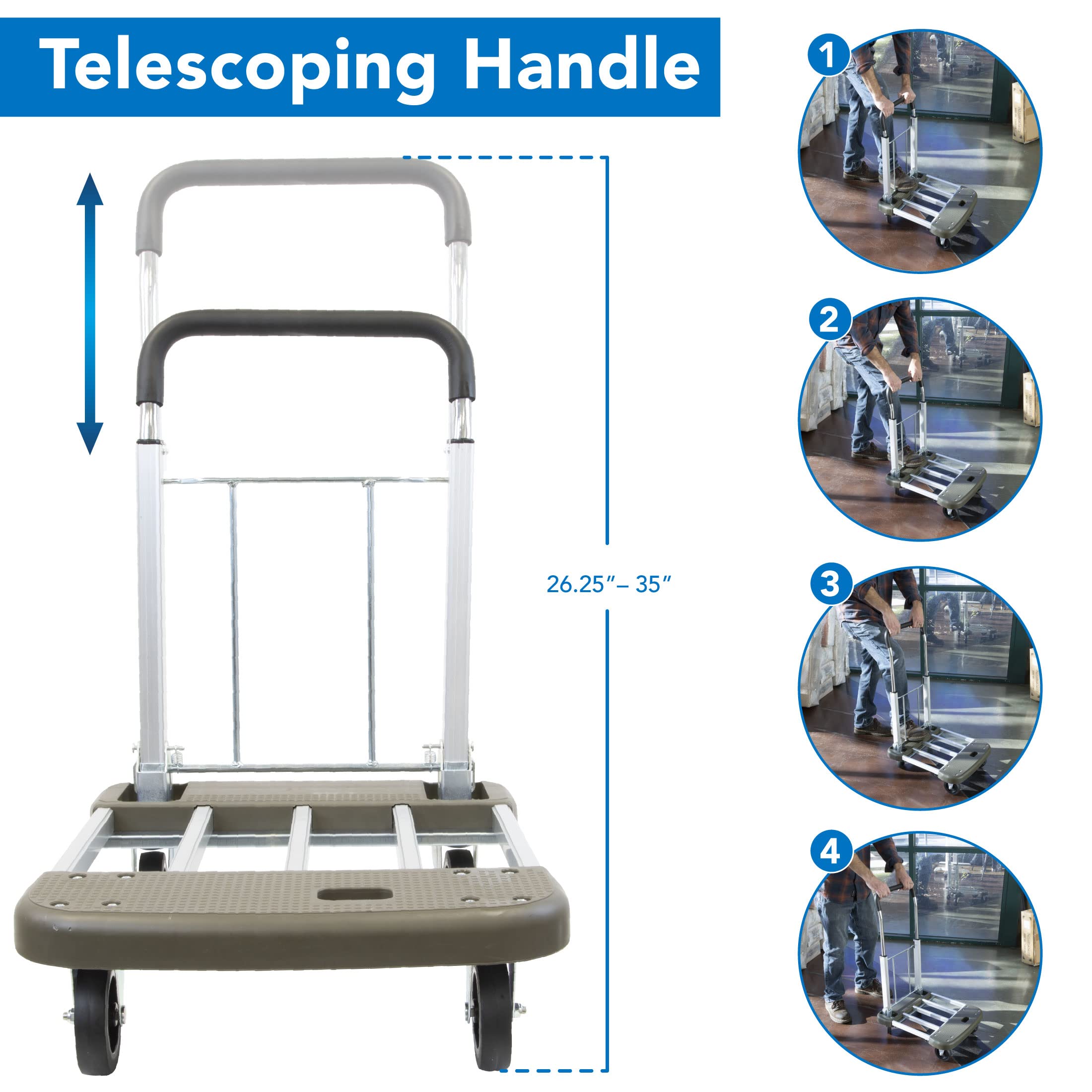 Mount-It! Folding Platform Truck - Heavy Duty Dolly -5