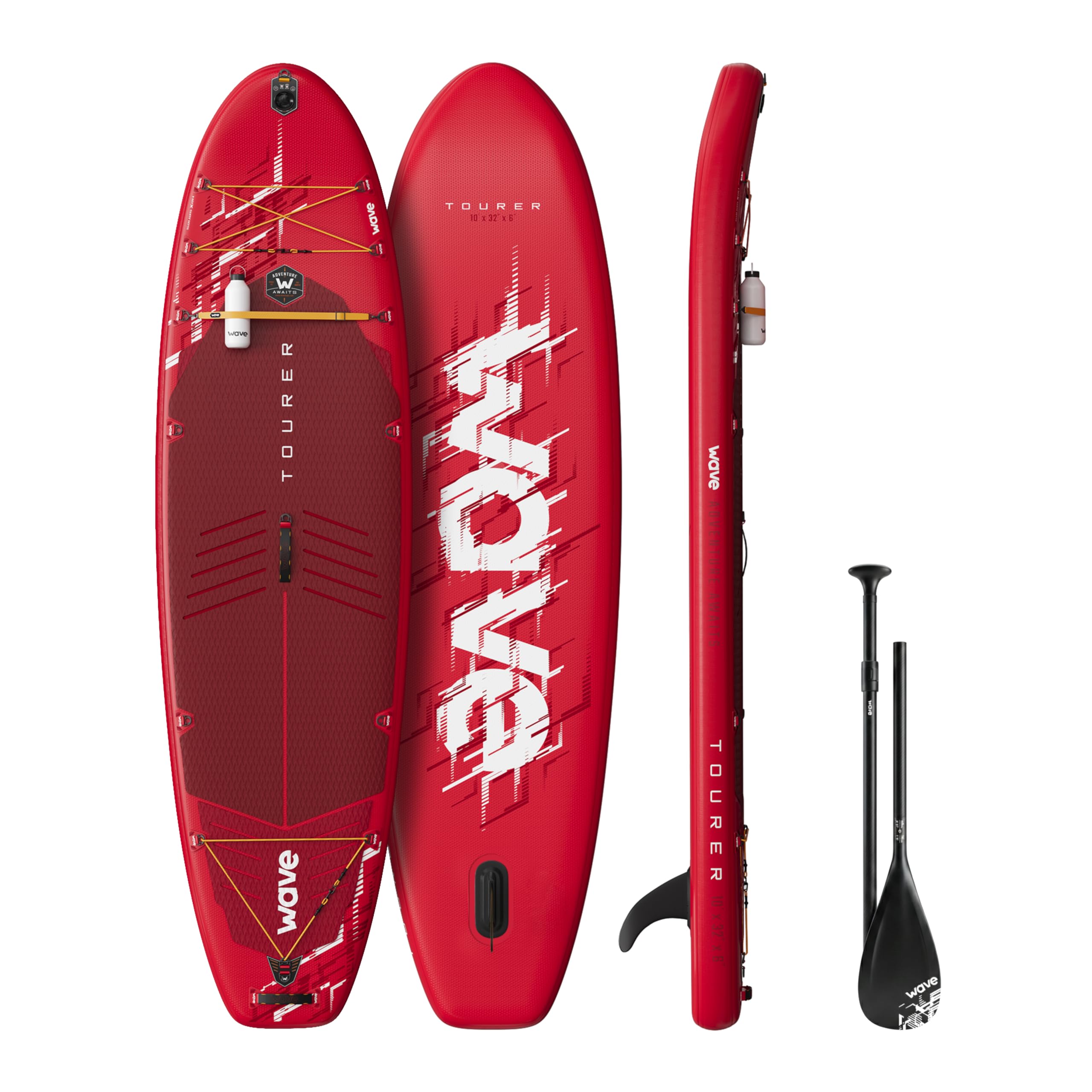 WAVE Tourer Inflatable Stand Up Paddleboard | Premium SUP with Anti-Air Leaking Design, Non-Slip Deck, and Complete Accessories (Red, 3.0 Model | 10'3ft)