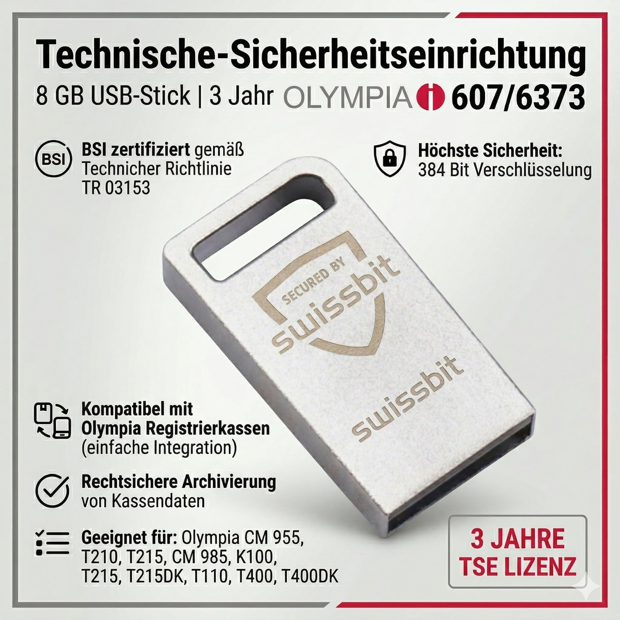 Swissbit TSE-Lizenz 3 Jahre für Olympia Kassen K100 K200 K200Plus T110 Touch200 Touch210 Touch215