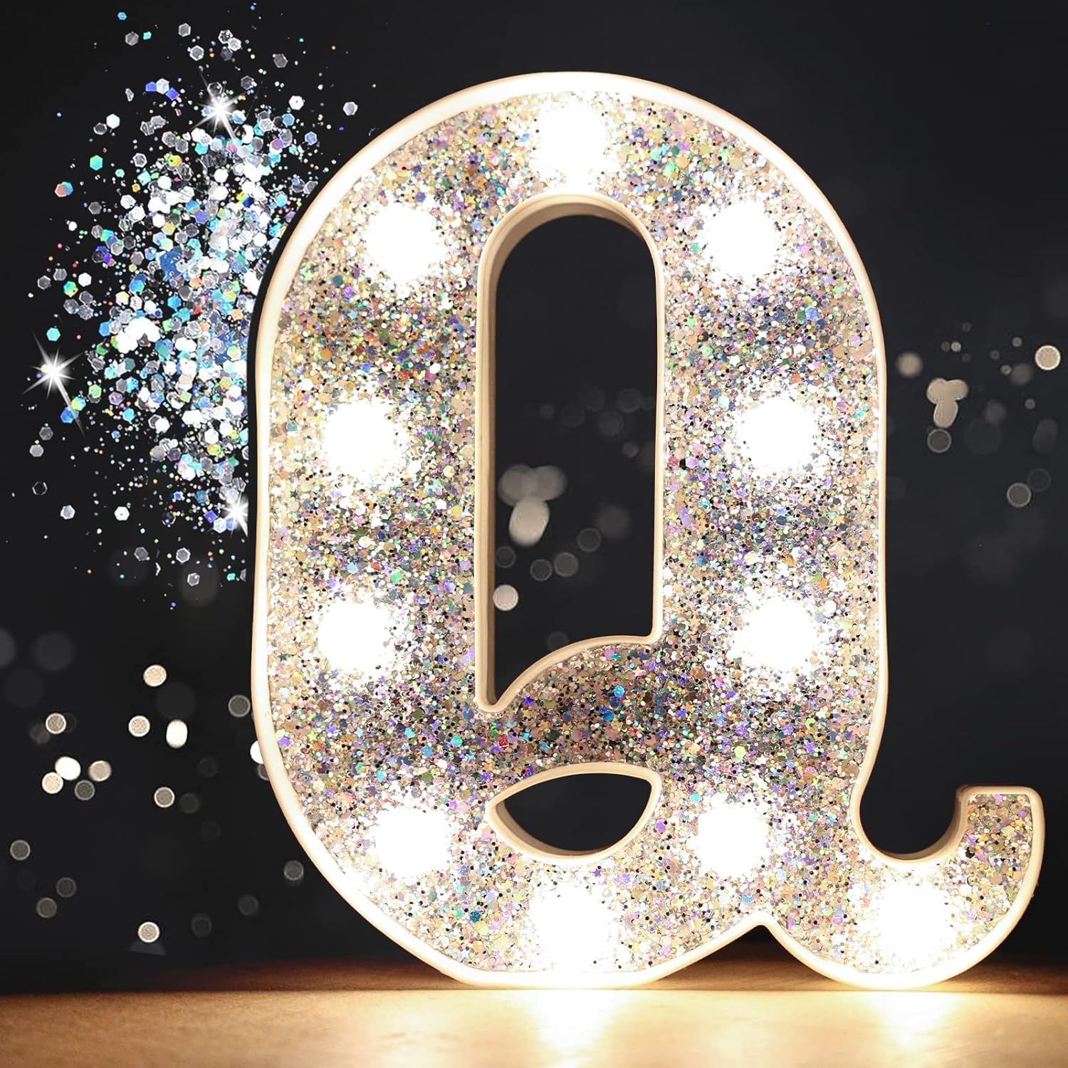 Jemnpela LED Marquee Letter Number Sign Lights Glitter Light Up Alphabet Figure Night Light for Birthday Party Wedding Home Bar Holiday Wall Decoration