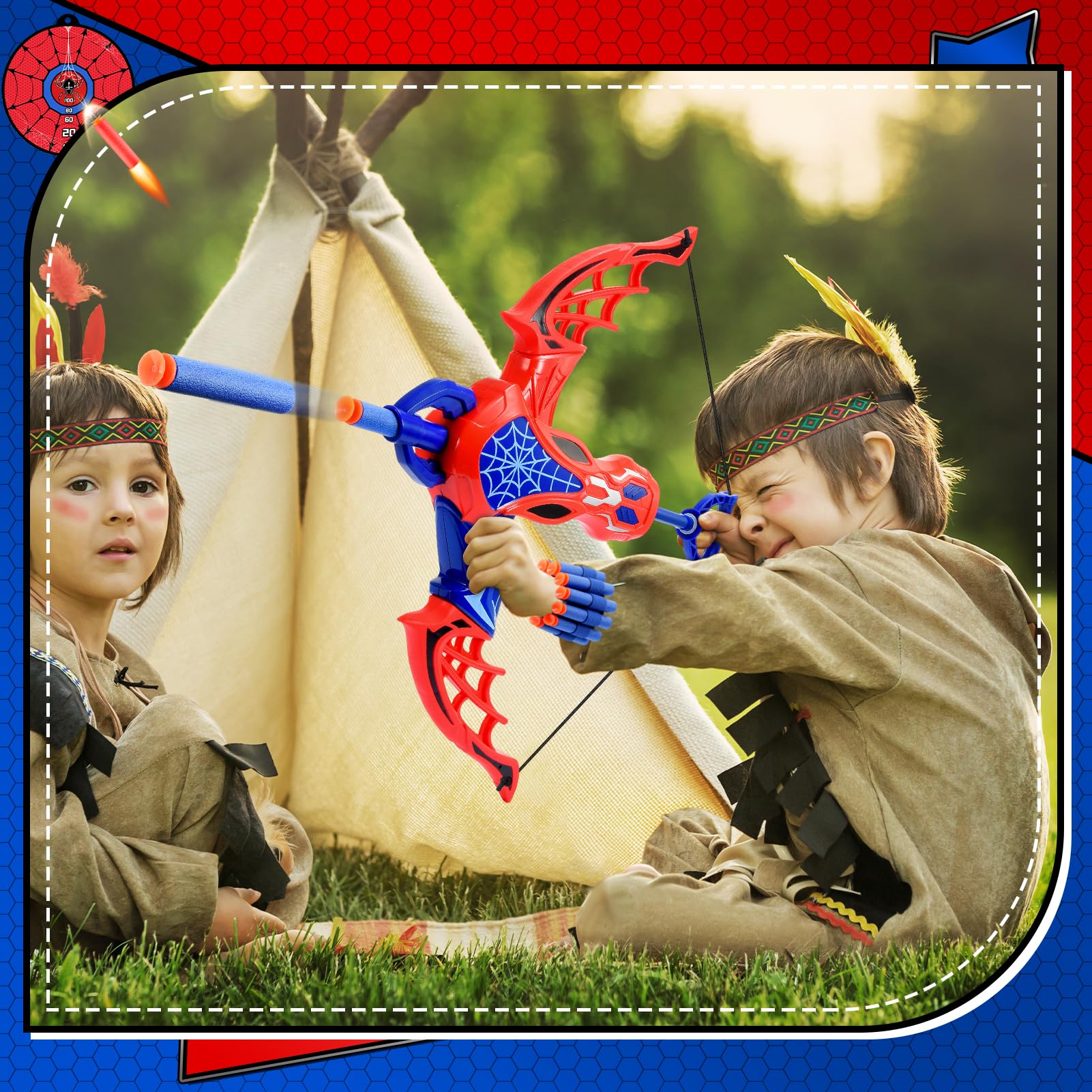 Toyokid Spider Giocattoli per Bambini 3 4 5 6 7 8 Anni Ragno Freccia e Arco Giocattoli 3-7 Anni Ragazzo Regalo 3-8 Anni Spider Giochi all'aperto per Bambini 3-8 Anni Giochi Bambini Regali Pasqua