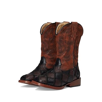 Roper Kids Bird Blocks (Toddler/Little Kid) Cowboy Boots Brown