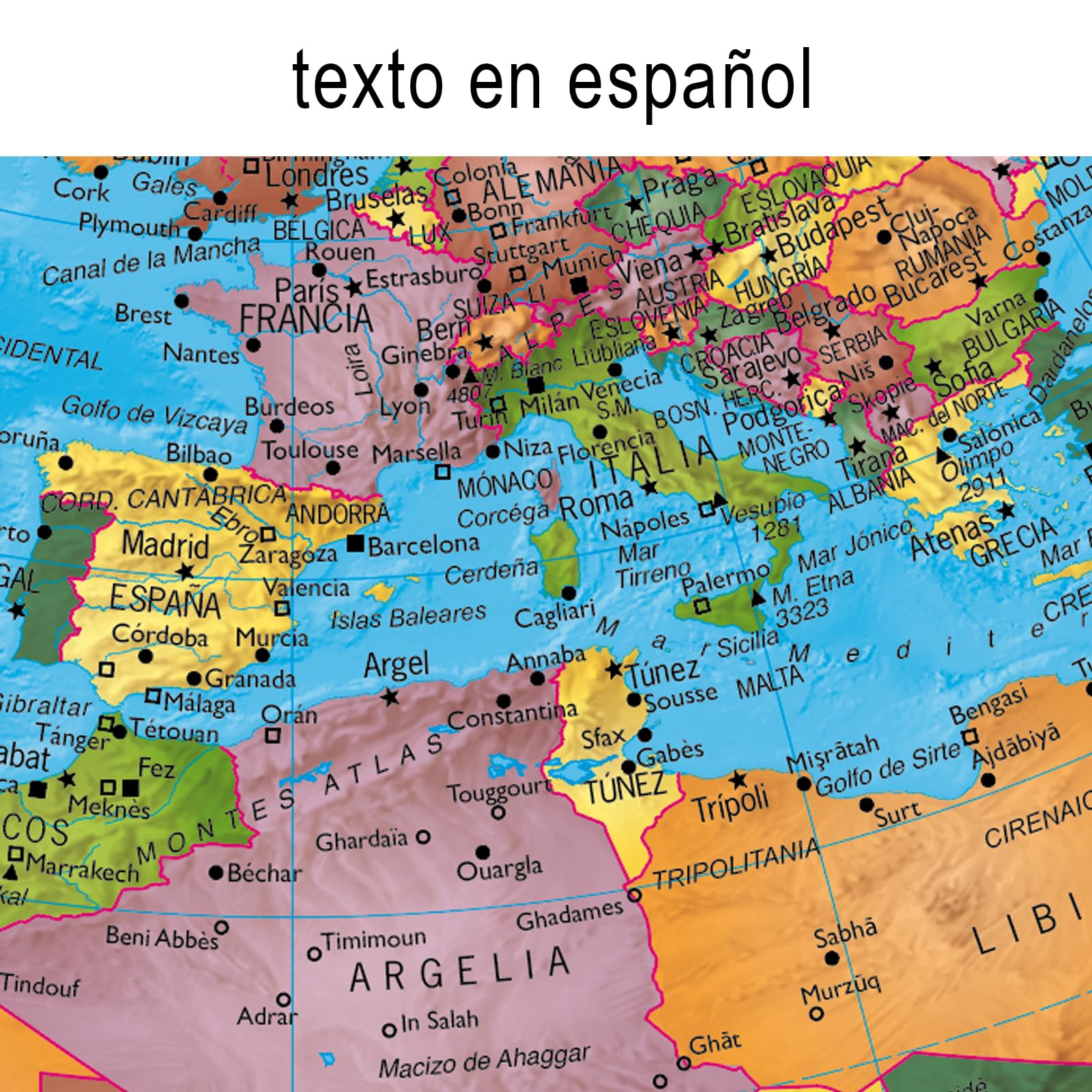 Tecnodidattica - Night&Day Globo Terráqueo para Niños y Jóvenes | Doble Función Cartografía Política y Constelaciones | Luminoso y Giratorio | Meridiano Graduado | Textos en Español | Diámetro de 25cm