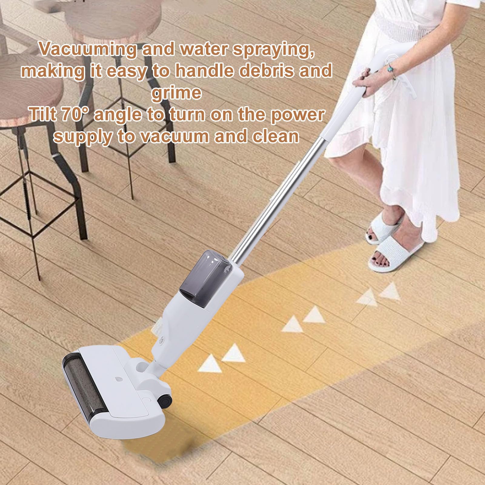 Walfront Trapeador Inalámbrico con Luz LED, Limpiador de Pisos Eléctrico Giratorio, Batería Recargable, Tiempo de Funcionamiento de 1 Hora, para Pisos Laminados de Baldosas de Madera,