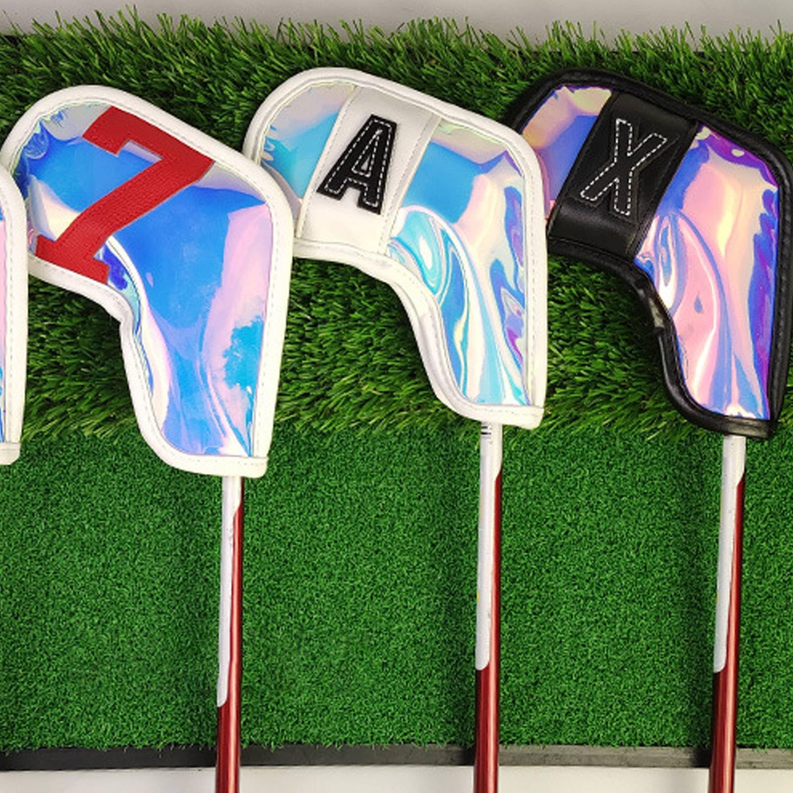 KUIDAMOS Fundas para Cabezas de Palos de Golf, Elegantes, a Prueba de Impactos, a Prueba de Rayones, Juego de Fundas de Hierro para Palos de Golf, Ajuste Versátil para Viajes y Torneos, Tela de PU,