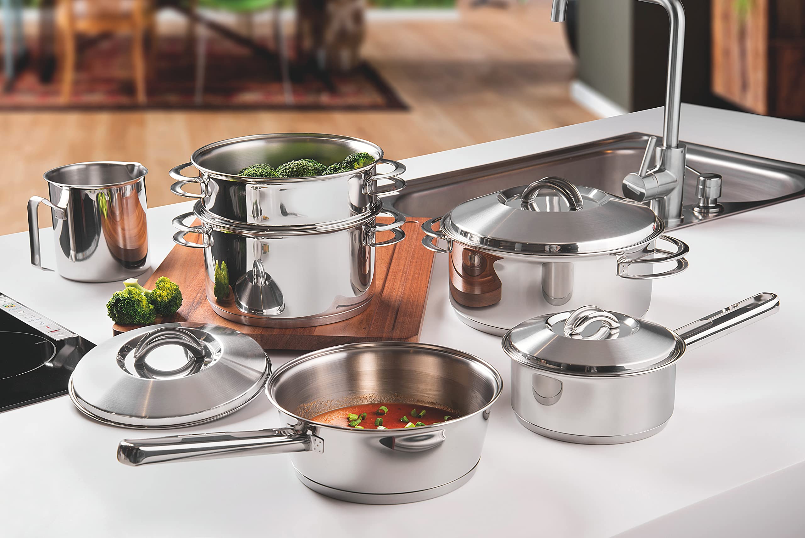 Tramontina Set di Pentole Solar da 6 Pezzi in Acciaio Inox con Base Tri-Ply
