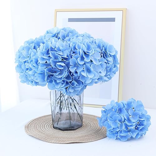 Miniatura 3 de AVIVIHO 60 PCS Flores Artificiales de Hortensias Azules a Granel Flores de Seda Falsas de Hortensias con Tallos para Bodas Fiestas Hogar Centros de