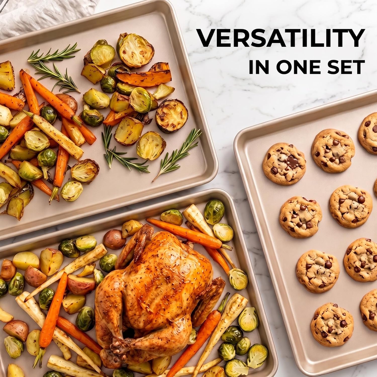 3 PCS Nonstick Baking Sheet Set, 17.5" Cookie Sheets, Baking Pans for Oven