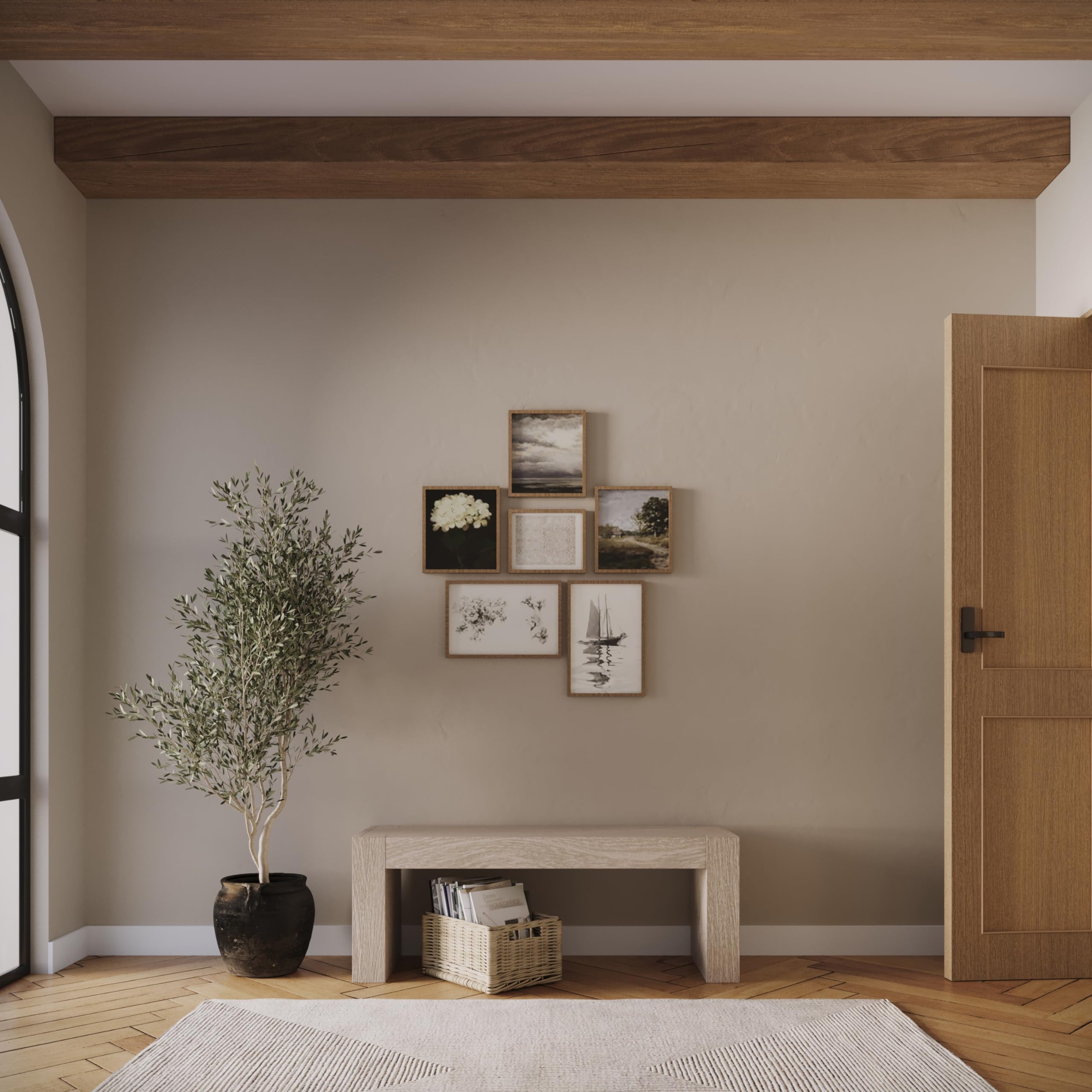 Maven Lane Zeno Bench, Grey Solid Wood | Handcrafted Solid Wood Bench, Ideal for the Living Room, Entryway, Foot of the Bed, or Extra Dining Table Seating