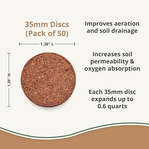 Miniatura 4 de Discos de fibra de coco (paquete de 50 unidades de 1.378 in) – Discos de inicio de semillas de coco orgánico – Suelo de plántulas de fibra de coco