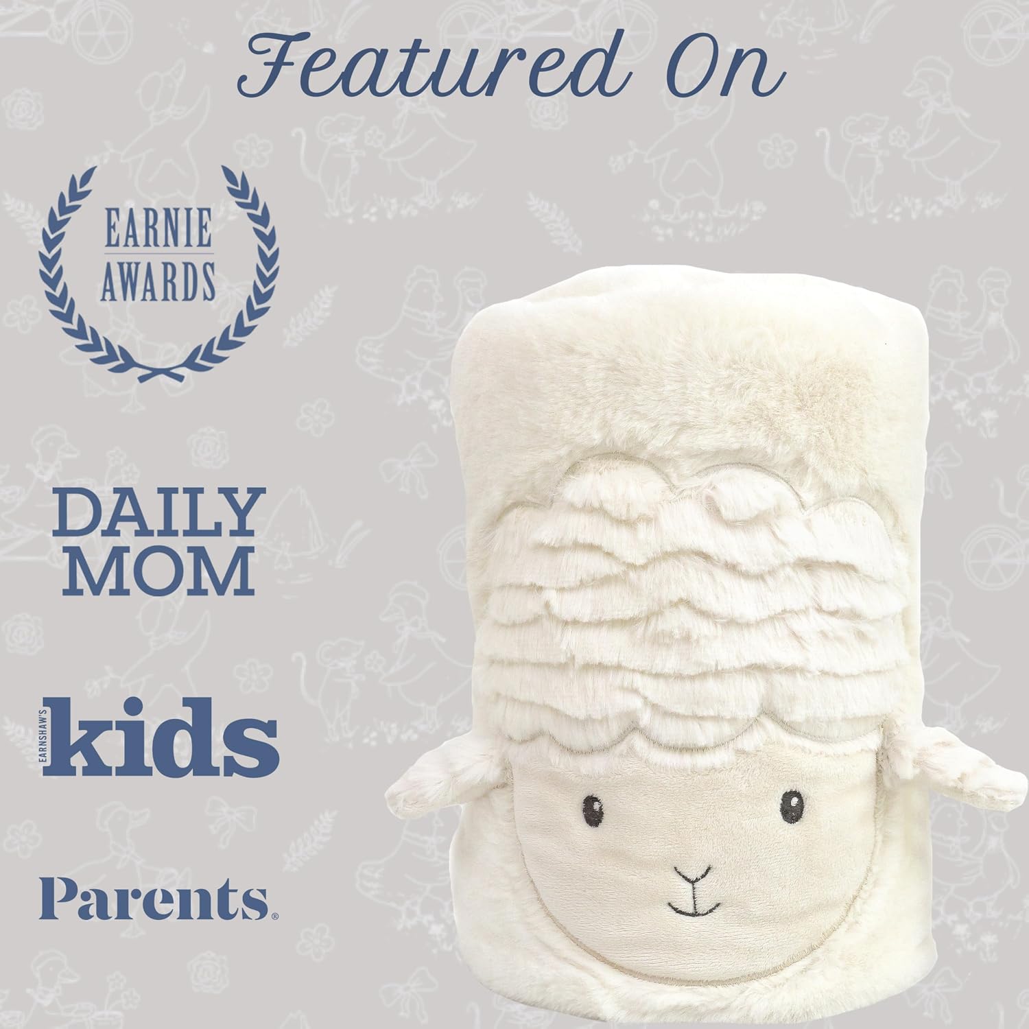 MON AMI Lamb Face Baby Blanket | 29x39 Inch Ultra-Soft Faux Fur Throw for Babies | Machine Washable with Velcro Closure | Cuddly Plush Lamb Blanket for Nursery & Gifting