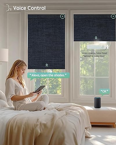Miniatura 51 de Yoolax Persianas motorizadas con control remoto, persianas inteligentes opacas de tela motorizada funcionan con Alexa, persianas automáticas